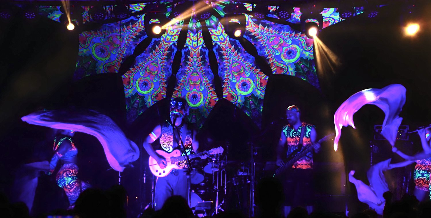 Soaked in psychedelia, headliner Wookiefoot took neon to new heights with black lights saturating the stage as their dancers dazzled.